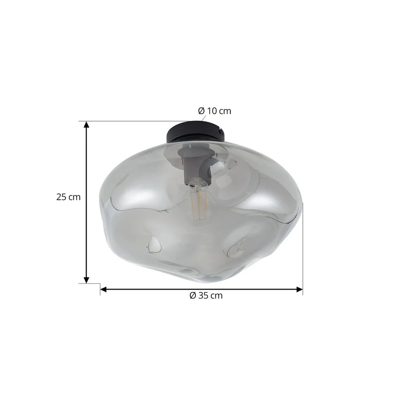 B-Ware Lindby Deckenleuchte Lampe LED Lelia rauchgrau Glas Ø 35 cm E27 dimmbar Leuchte