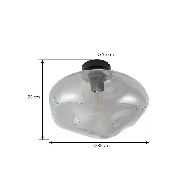 B-Ware Lindby Deckenleuchte Lampe LED Lelia rauchgrau Glas Ø 35 cm E27 dimmbar Leuchte