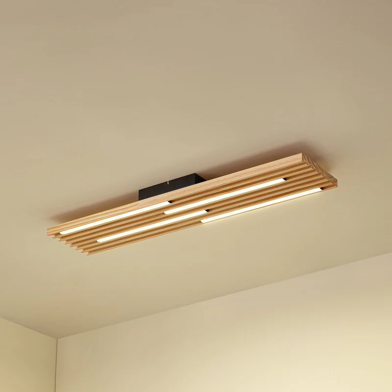 B-Ware Lindby LED-Deckenleuchte Leuchte Madero LED Kiefernholz 90cm x 20cm Holz 3000 K