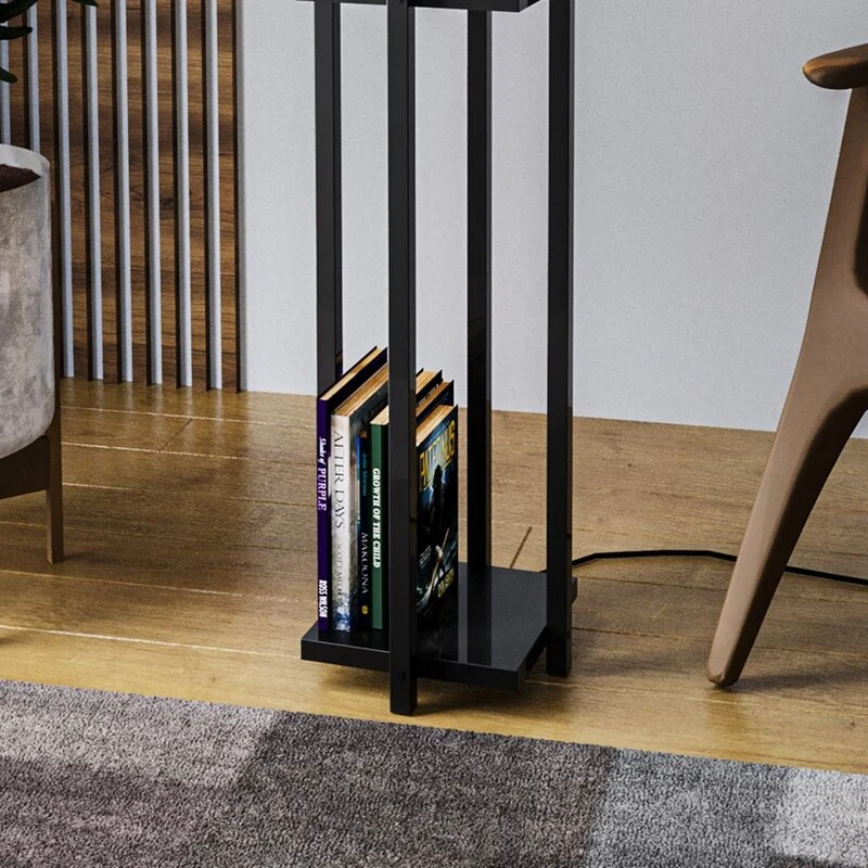 B-Ware Opviq Stehlampe Stehleuchte Lampe 8125 schwarz weiß Metall Canvas Höhe 130 cm