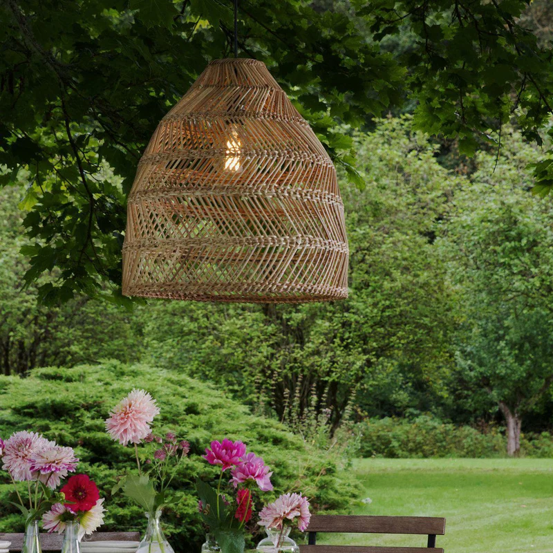 B-Ware PR Home Außenhängelampe Maja Rattan LED Gartenlampe Pendelleuchte IP44 Ø53cm