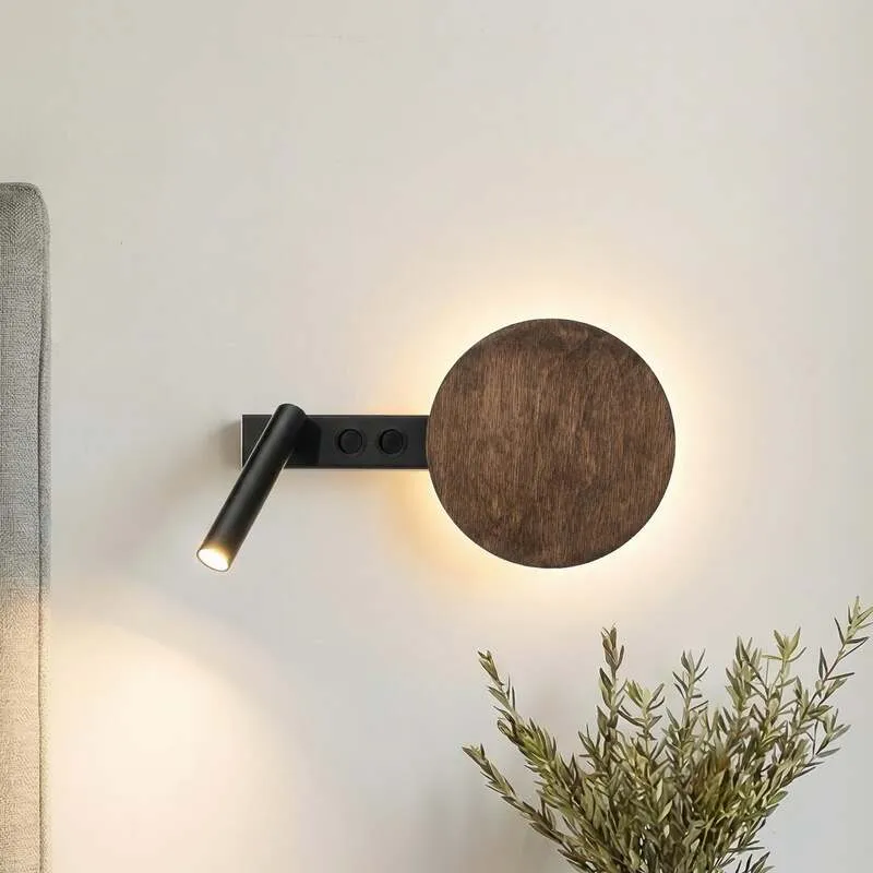 B-Ware Sigma Wandleuchte Hotel Mood schwarz-braun LED Wandlampe Leuchte Metall Holz