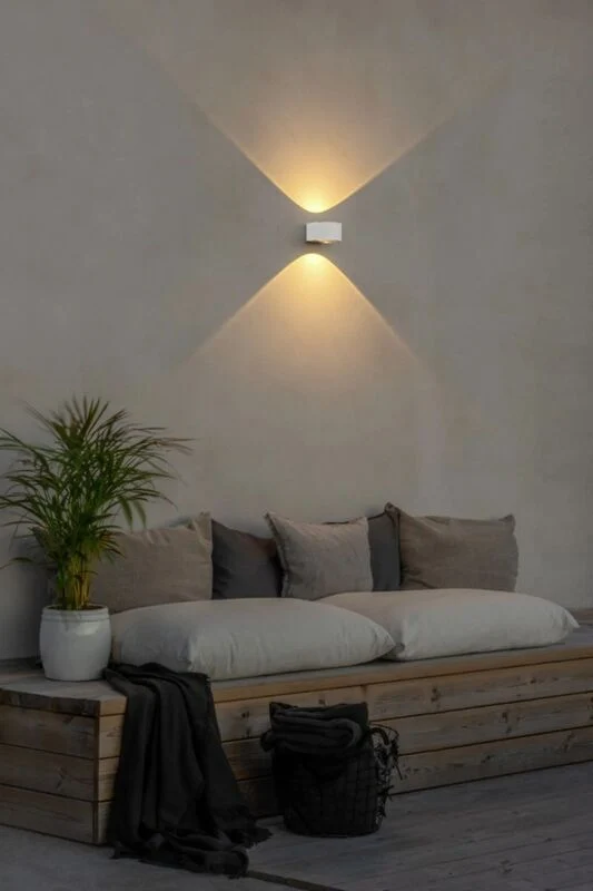 B-Ware Konstsmide LED Außenwandleuchte Gela up down weiß Gartenlampe Wandlampe Leuchte