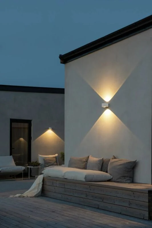 B-Ware Konstsmide LED Außenwandleuchte Gela up down weiß Gartenlampe Wandlampe Leuchte