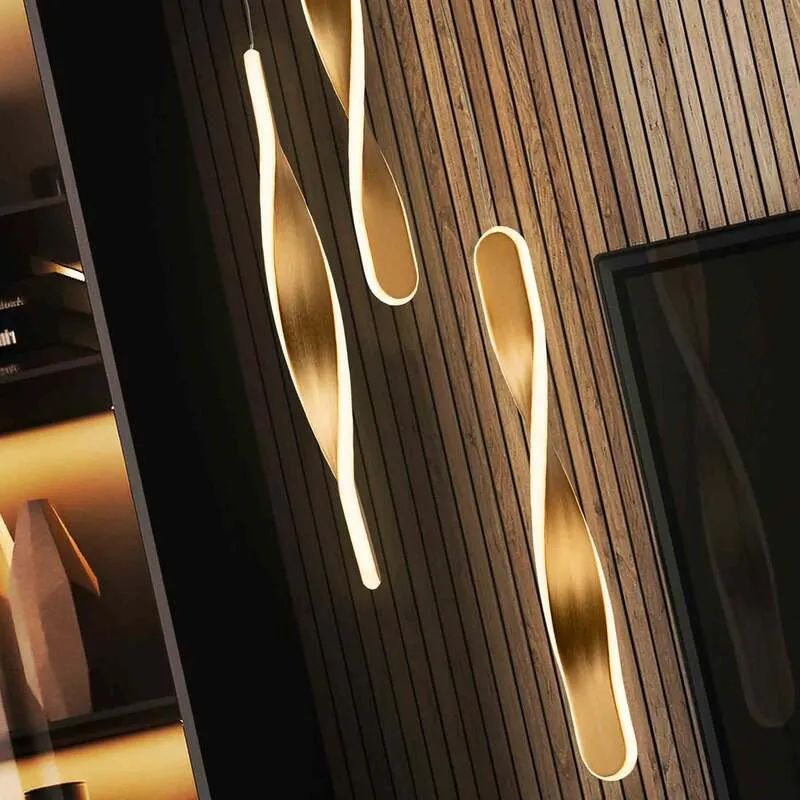 B-Ware LED-Hängeleuchte Twist 3-fl. goldfarben Alu Metall Acryl dimmbar 41 cm Schuller