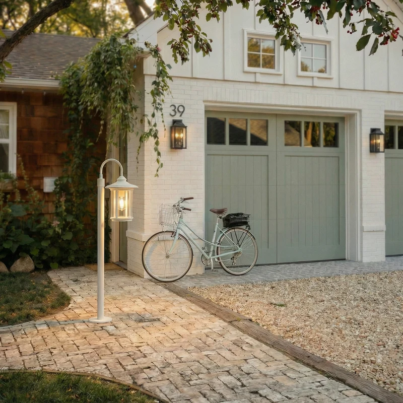 B-Ware Lindby Wegeleuchte Zayn LED Gartenleuchte Pollerleuchte dimmbar weiß 109cm IP65