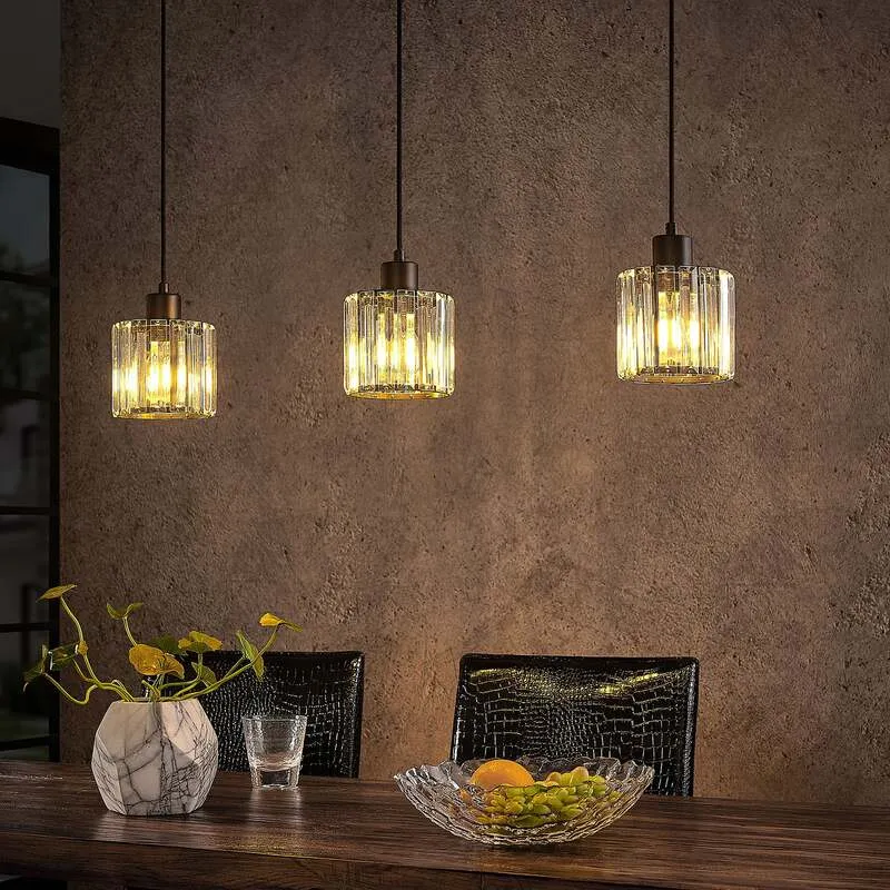 B-Ware Lindby Hängeleuchte Vella LED Pendelleuchte Lampe 3-flg transparent 83cm schwarz