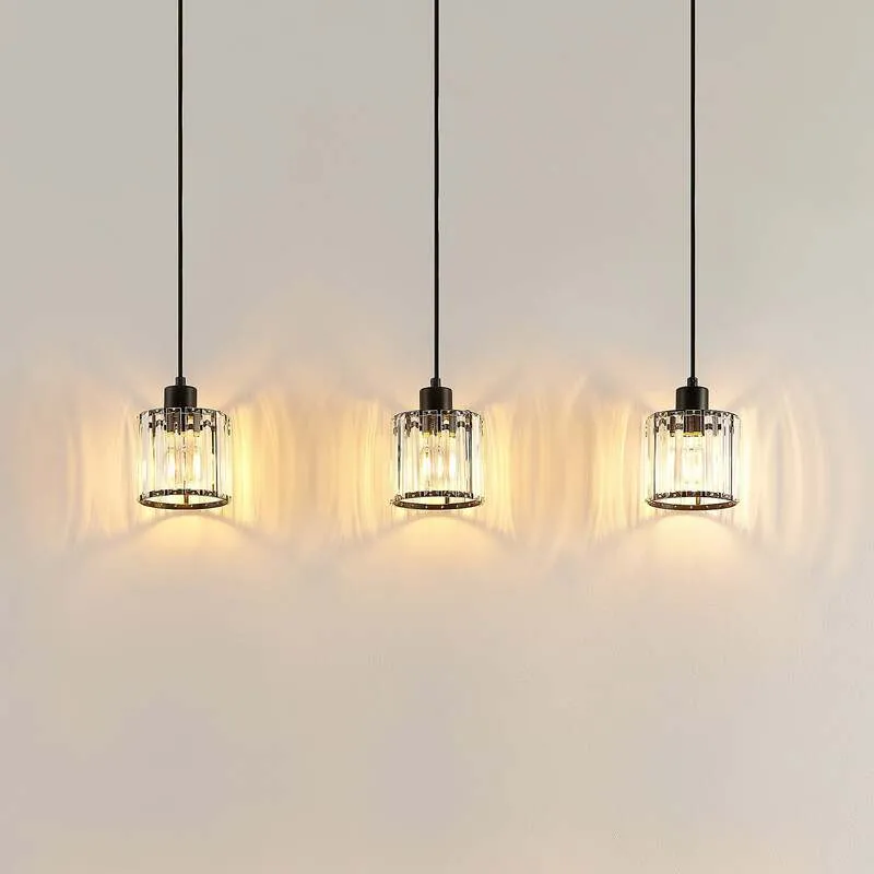 B-Ware Lindby Hängeleuchte Vella LED Pendelleuchte Lampe 3-flg transparent 83cm schwarz