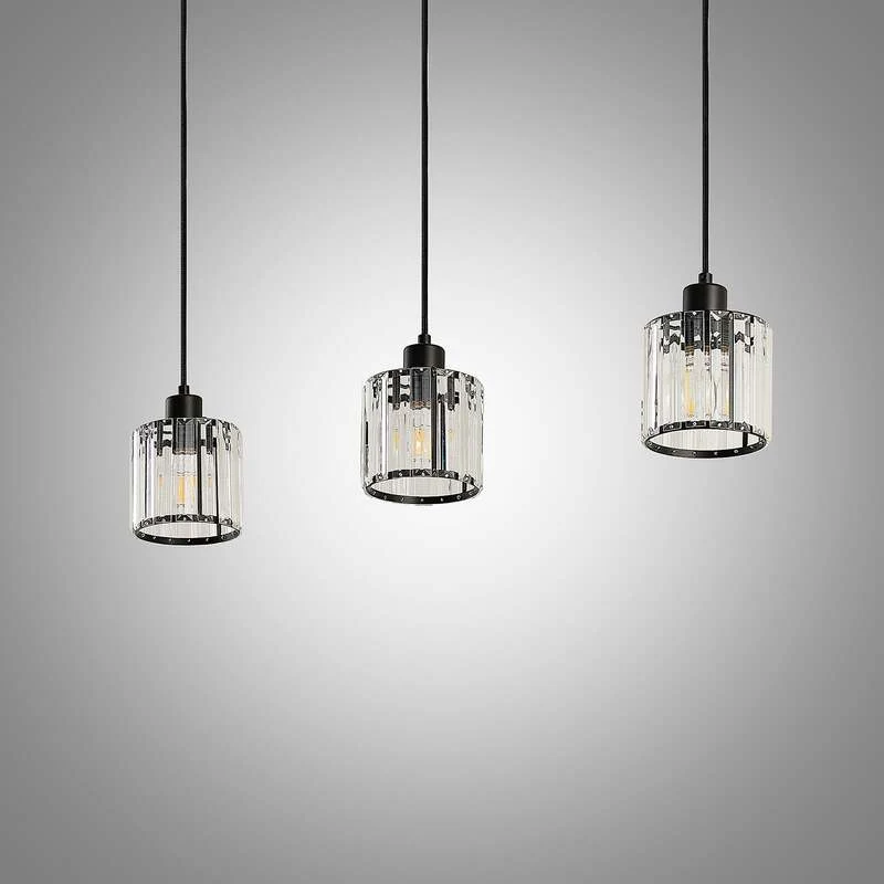 B-Ware Lindby Hängeleuchte Vella LED Pendelleuchte Lampe 3-flg transparent 83cm schwarz