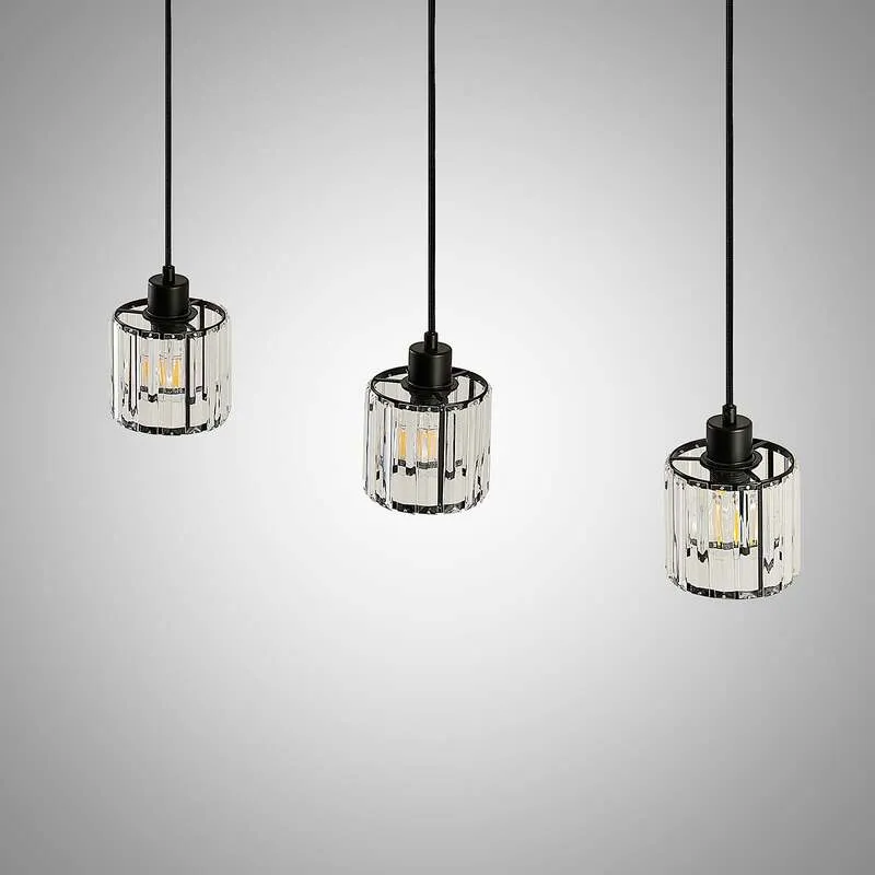 B-Ware Lindby Hängeleuchte Vella LED Pendelleuchte Lampe 3-flg transparent 83cm schwarz