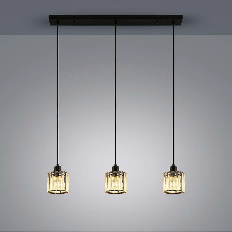 B-Ware Lindby Hängeleuchte Vella LED Pendelleuchte Lampe 3-flg transparent 83cm schwarz