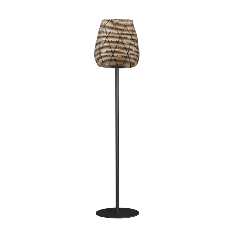 B-Ware PR Home Terrassenlampe Agnar Lollo LED Gartenlampe Rattanoptik grau 154cm
