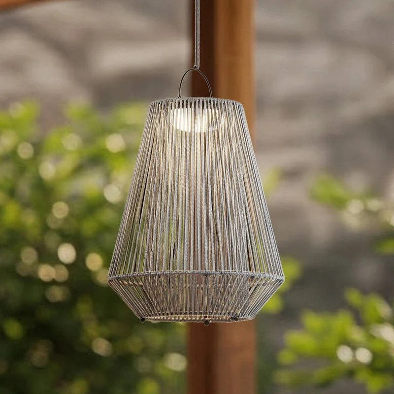 B-Ware Lindby Solar Hängelampe Hängeleuchte Austas LED dimmbar grau IP54 40 cm USB