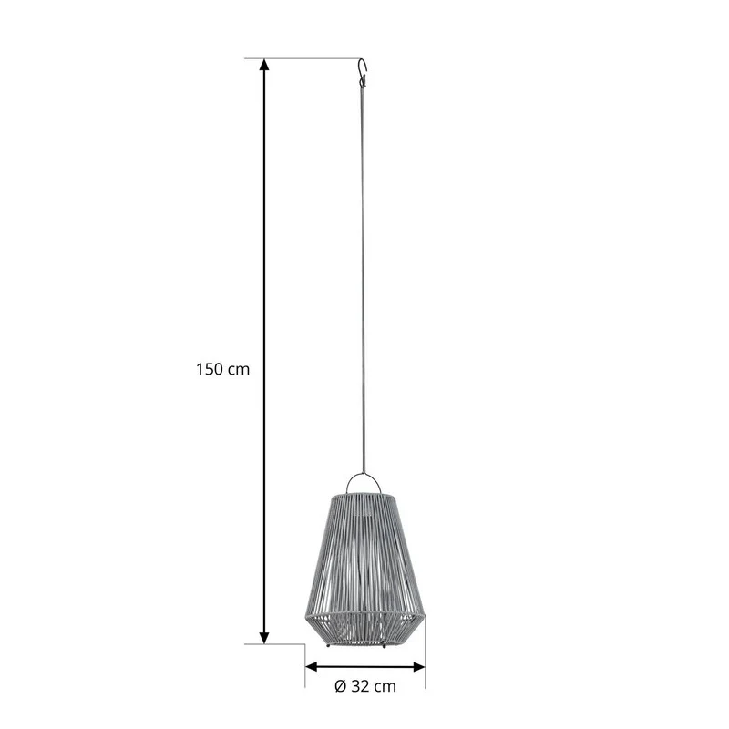 B-Ware Lindby Solar Hängelampe Hängeleuchte Austas LED dimmbar grau IP54 40 cm USB