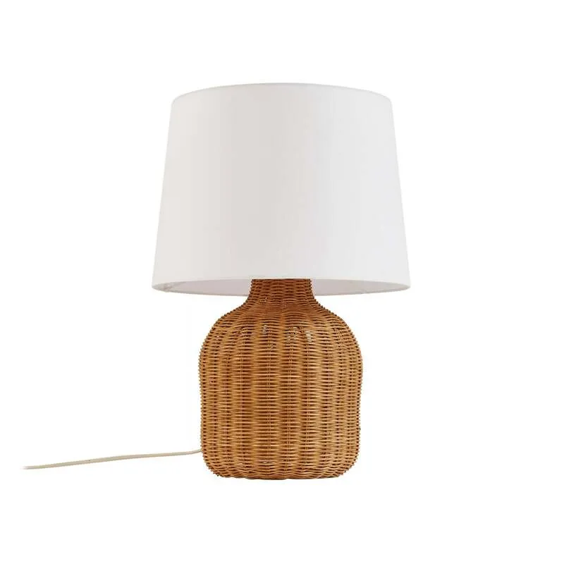 B-Ware Lindby Tischleuchte Lirenda 52 cm Rattan natur/weiß E27 Schalter am Kabel