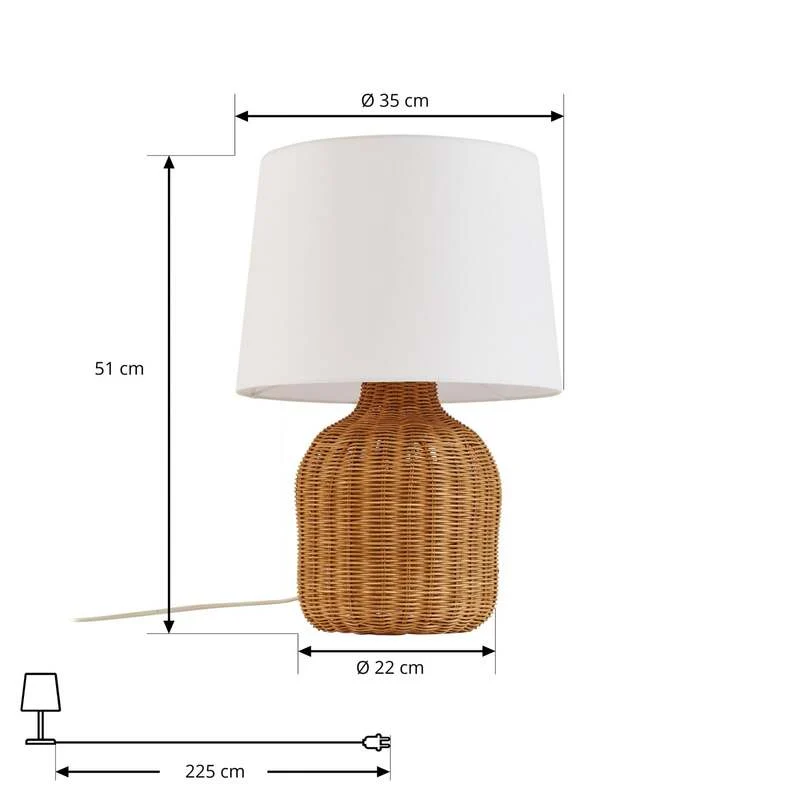 B-Ware Lindby Tischleuchte Lirenda 52 cm Rattan natur/weiß E27 Schalter am Kabel