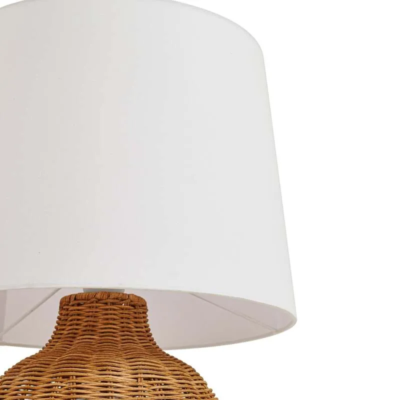 B-Ware Lindby Tischleuchte Lirenda 52 cm Rattan natur/weiß E27 Schalter am Kabel