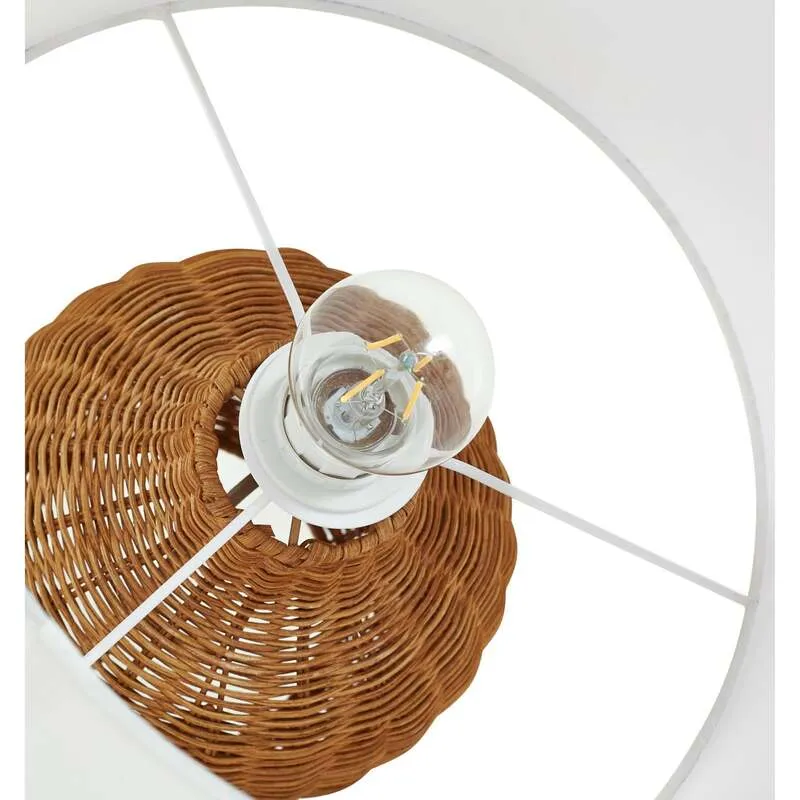 B-Ware Lindby Tischleuchte Lirenda 52 cm Rattan natur/weiß E27 Schalter am Kabel