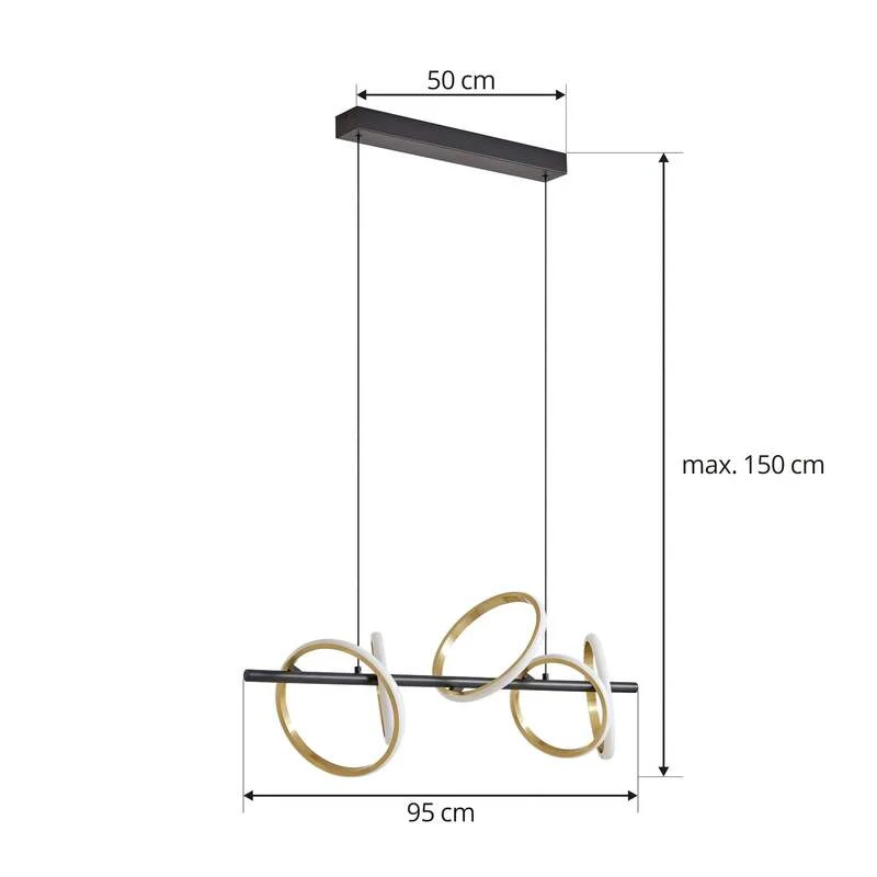 B-Ware Lucande LED Hängeleuchte Madu Hängelampe Leuchte LED schwarz Metall 92,5 cm lang