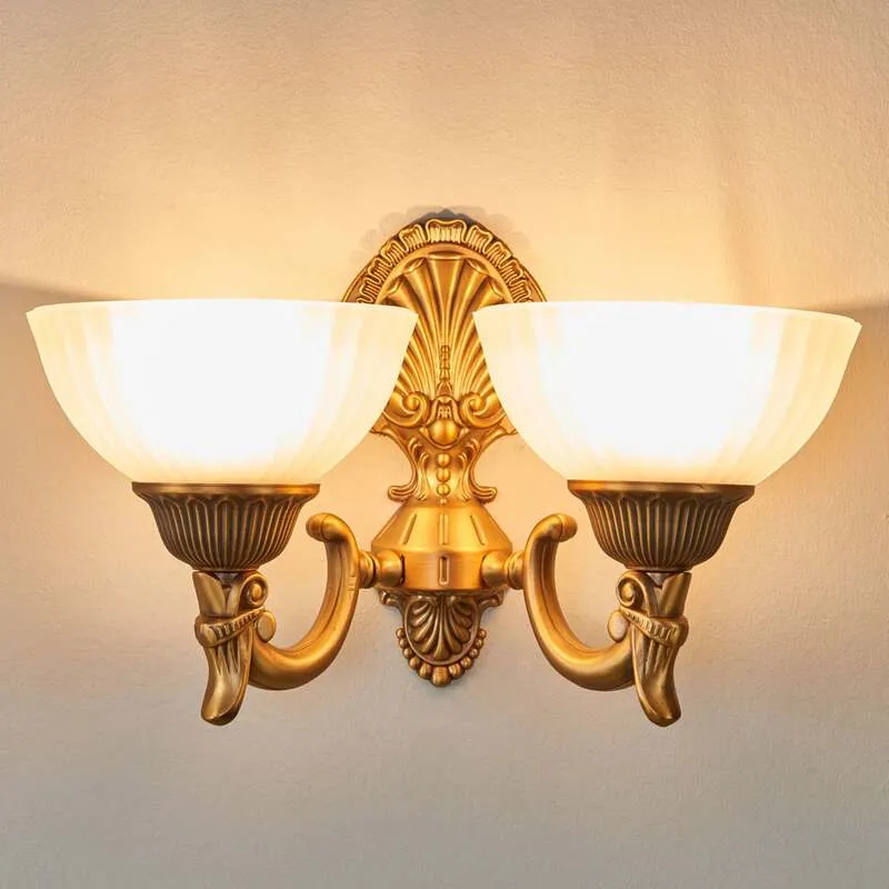 B-Ware Orion Wandleuchte Rocca 2-flammig LED dimmbar bronze weiß Metall Glas 36,5cm