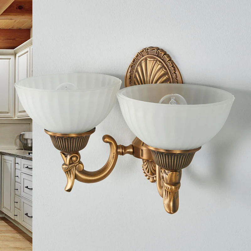 B-Ware Orion Wandleuchte Rocca 2-flammig LED dimmbar bronze weiß Metall Glas 36,5cm