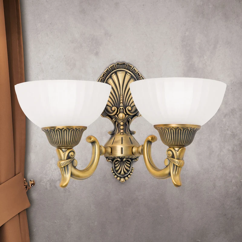 B-Ware Orion Wandleuchte Rocca 2-flammig LED dimmbar bronze weiß Metall Glas 36,5cm