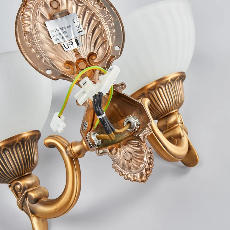 B-Ware Orion Wandleuchte Rocca 2-flammig LED dimmbar bronze weiß Metall Glas 36,5cm