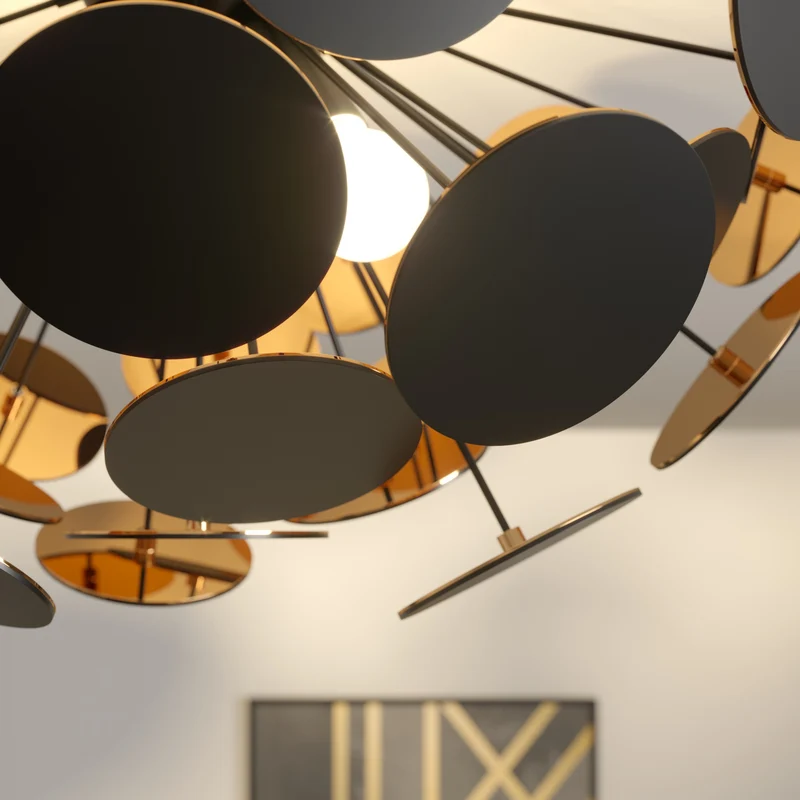 B-Ware Lindby Deckenlampe Kinan LED E14 Leuchte dimmbar schwarz gold Ø 54 cm 3-flammig