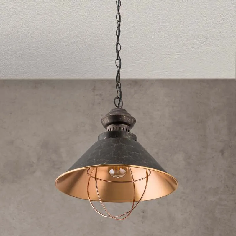B-Ware Orion Pendellampe Shanta Hängelampe dimmbar schwarz-kupfer 30cm Höhe 34cm Ø