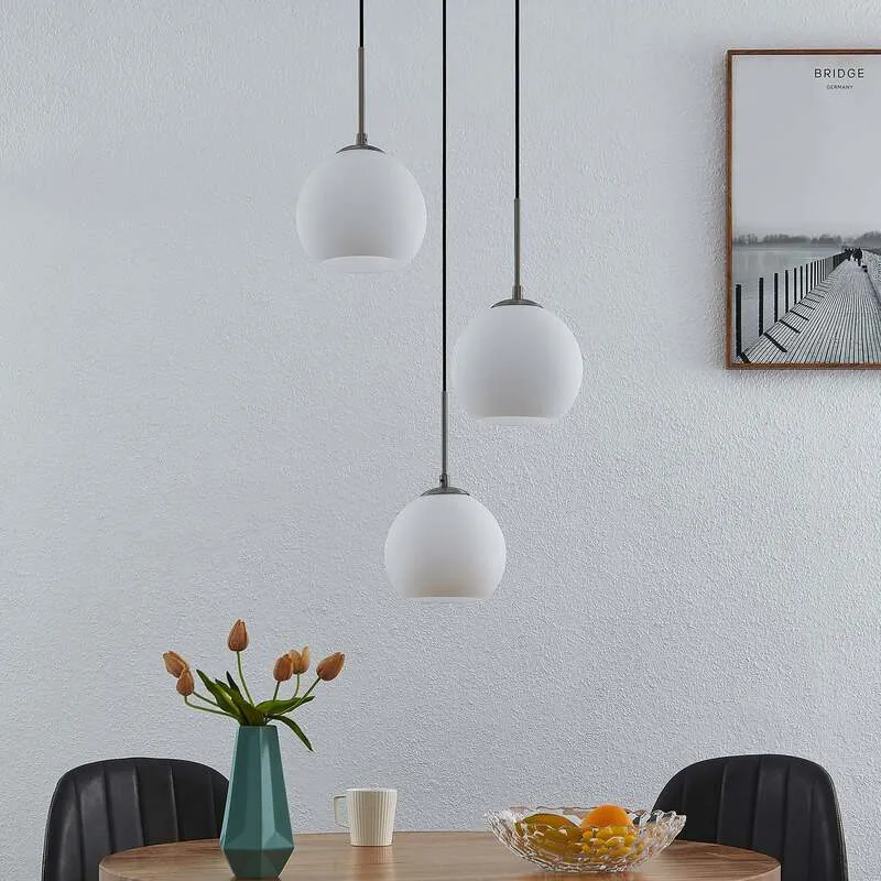 B-Ware Lindby Hängelampe Hängeleuchte Jurian LED Pendelleuchte dimmbar nickel opal