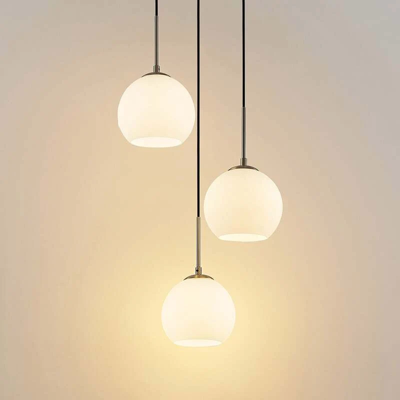 B-Ware Lindby Hängelampe Hängeleuchte Jurian LED Pendelleuchte dimmbar nickel opal