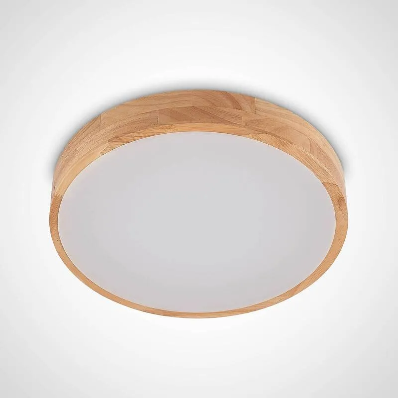 B-Ware Lindby Deckenleuchte Holz/Weiß Milada LED Lampe dimmbar CCT Fernbedienung 40cm