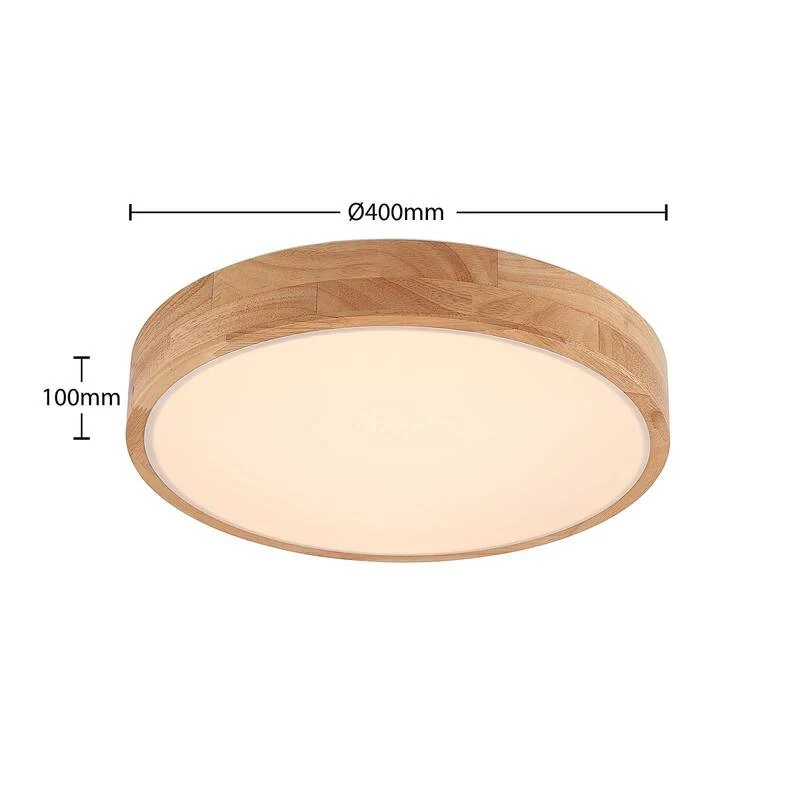 B-Ware Lindby Deckenleuchte Holz/Weiß Milada LED Lampe dimmbar CCT Fernbedienung 40cm