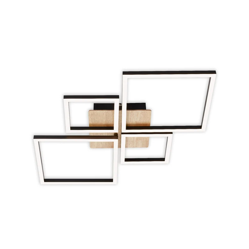 B-Ware Briloner Deckenleuchte Frame LED Lampe dimmbar Holz schwarz 4-flammig 75x47cm