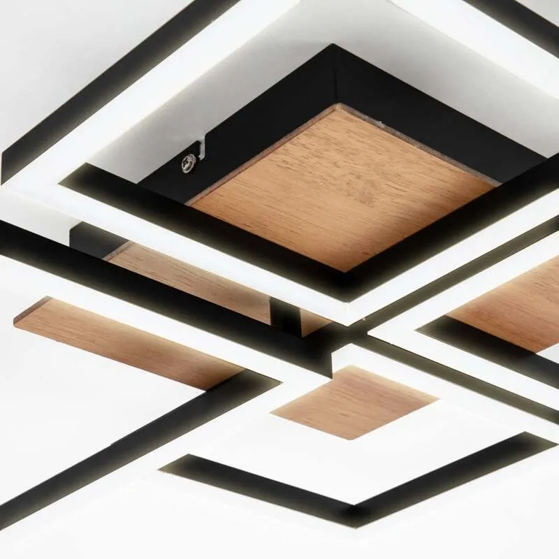 B-Ware Briloner Deckenleuchte Frame LED Lampe dimmbar Holz schwarz 4-flammig 75x47cm