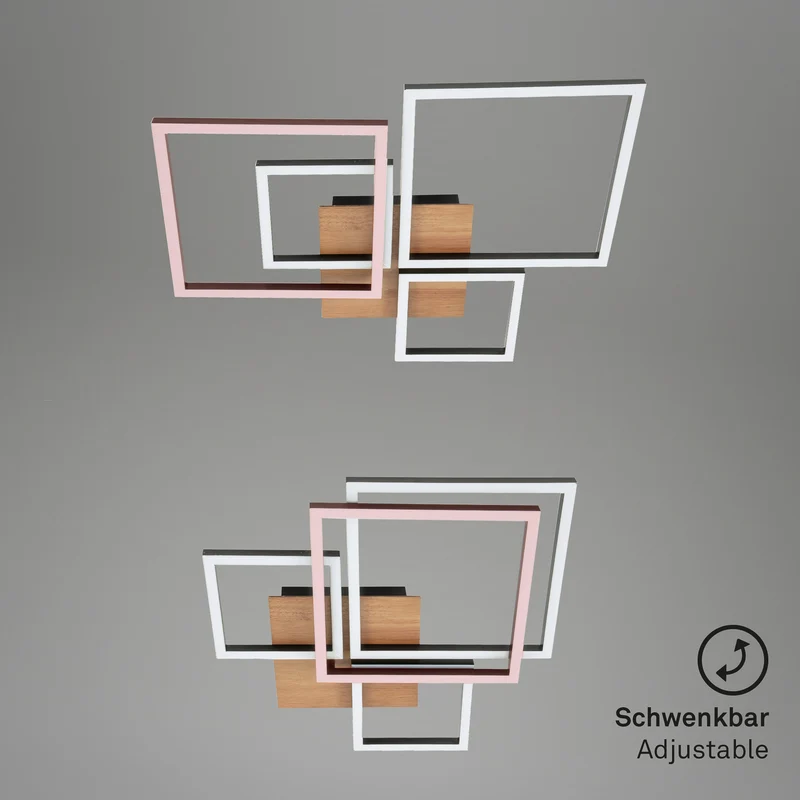 B-Ware Briloner Deckenleuchte Frame LED Lampe dimmbar Holz schwarz 4-flammig 75x47cm