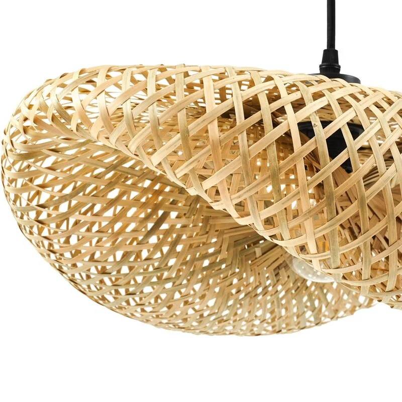 B-Ware Lindby Hängeleuchte Pendelleuchte Eleane Bambus natur Länge 50 cm E27 LED Lampe