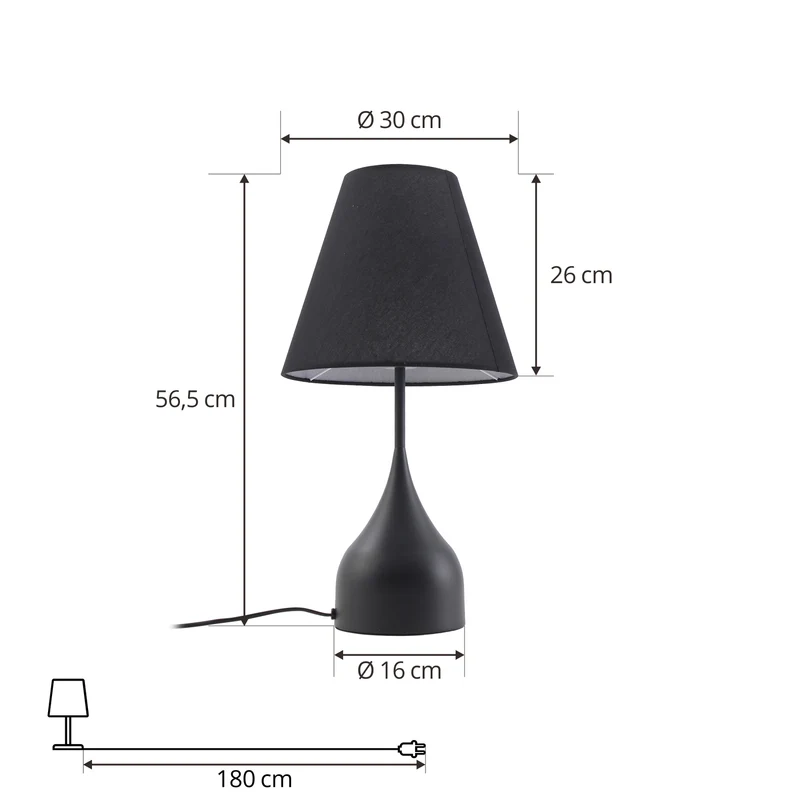 B-Ware Lucande Tischleuchte Luoti LED Lampe Tischlampe schwarz 57cm hoch Ø 30cm Lampe
