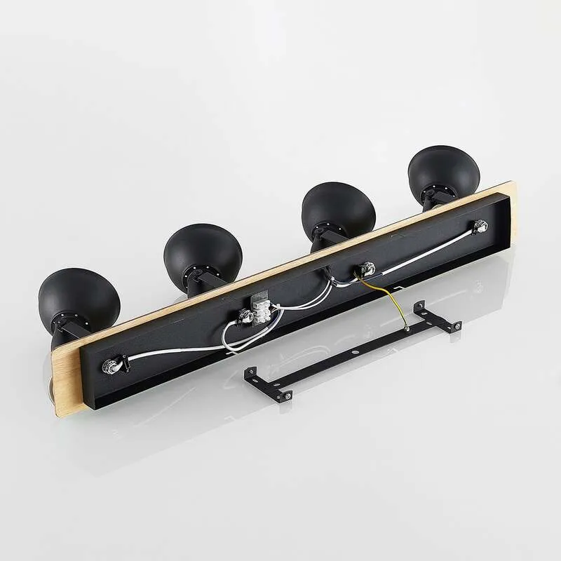 B-Ware Lindby Deckenlampe Hängeleuchte Aylis LED Lampe dimmbar schwarz Holz 82cm