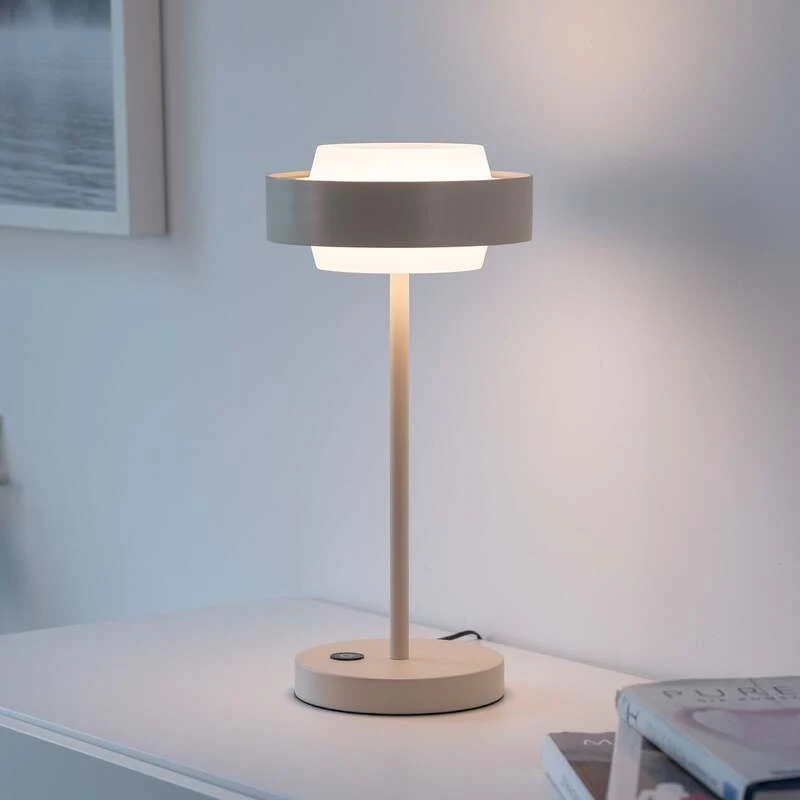 B-Ware Schöner Wohnen Tischlampe Elmo LED dimmbar beige 3000K Touchdimmer 36,5cm Lampe