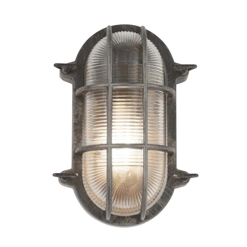 B-Ware Schiffarmatur Porto oval schwarz-silber E27 dimmbar IP44 60W Searchlight