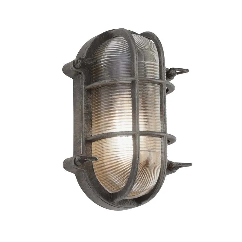 B-Ware Schiffarmatur Porto oval schwarz-silber E27 dimmbar IP44 60W Searchlight