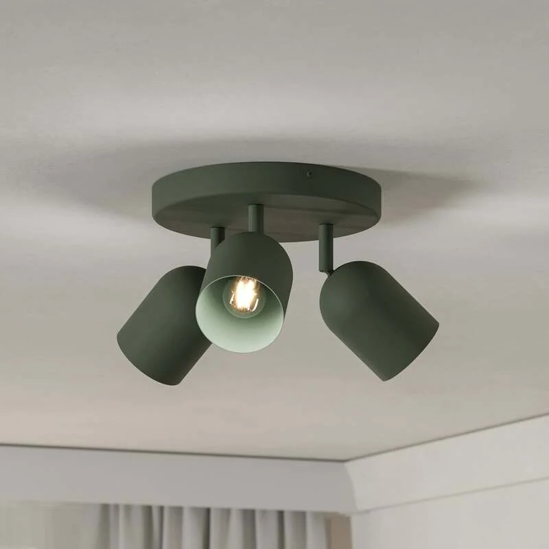 B-Ware Eglo Deckenstrahler Strahler Tilston LED dimmbar dunkelgrün Ø25cm 3-flg. Stahl