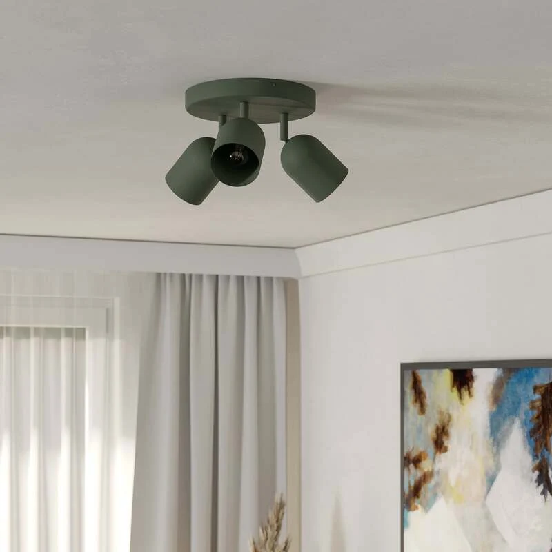 B-Ware Eglo Deckenstrahler Strahler Tilston LED dimmbar dunkelgrün Ø25cm 3-flg. Stahl