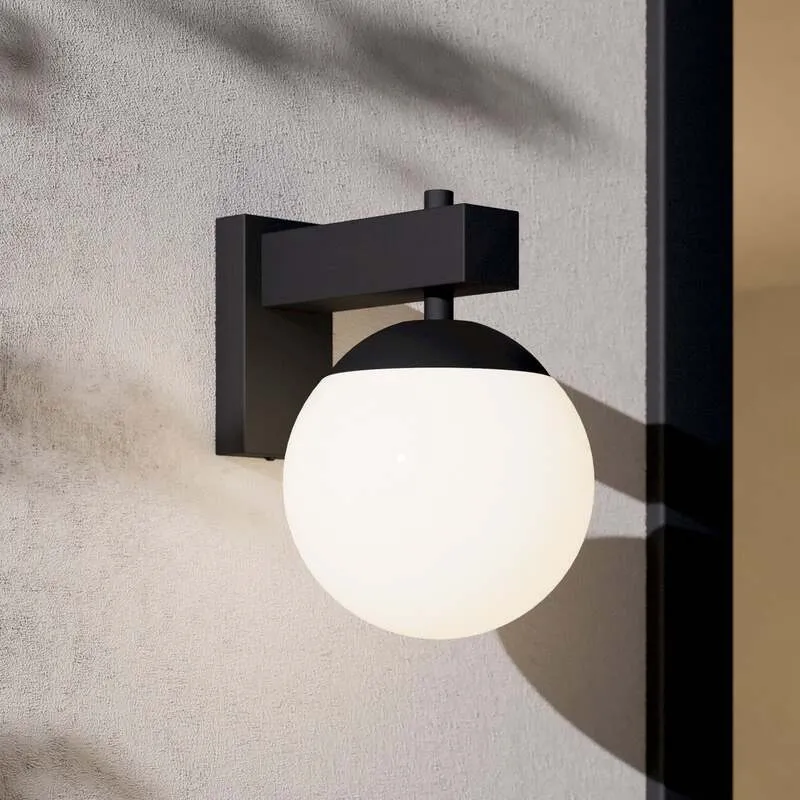 B-Ware Eglo Außenwandleuchte Bufalata LED Wandlampe dimmbar schwarz/opalweiß 20x29cm