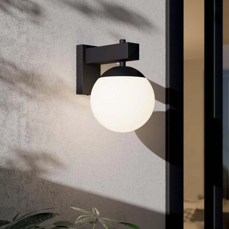 B-Ware Eglo Außenwandleuchte Bufalata LED Wandlampe dimmbar schwarz/opalweiß 20x29cm
