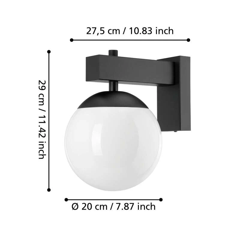 B-Ware Eglo Außenwandleuchte Bufalata LED Wandlampe dimmbar schwarz/opalweiß 20x29cm