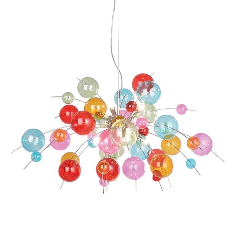 B-Ware Näve Aurinia Bunte Hängeleuchte 98 cm dimmbar G9 10x20W Glas Metall chrom