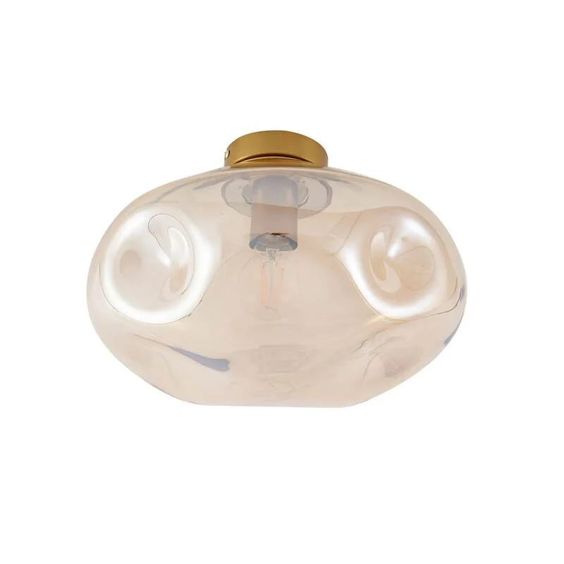 B-Ware Lindby Deckenleuchte Lelia amber Glas Ø 35 cm dimmbar für Wohnzimmer
