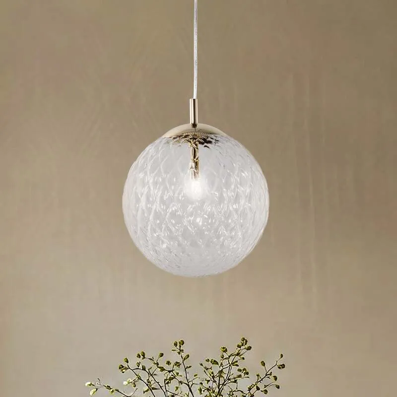 B-Ware Pendelleuchte Cadix Glas 30 cm einflammig klar gold dimmbar IP20 6 W G9